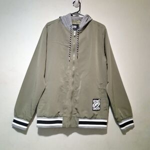 ECKO UNLTD Jacket Coat Men Olive Light Hood Bomber&Varsity Full Zipp. SzM